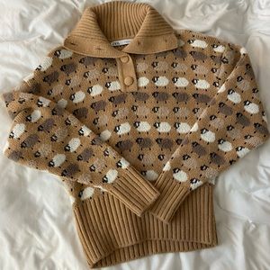 Zara Collared Sheep/Lamb Print Sweater